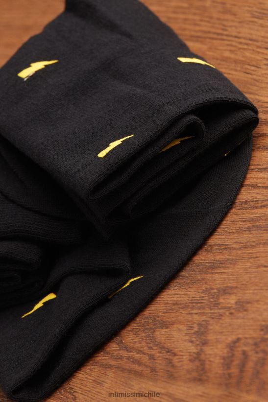 Intimissimi calcetines largos de algodón estampados hombres 197j-rayo-impresión negro medias L4BXFJ323