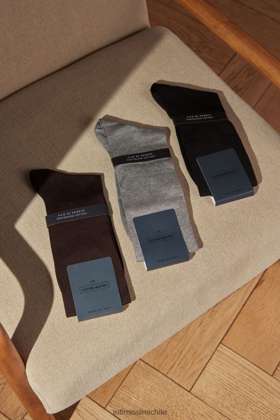 Intimissimi calcetines largos de satén con hilo de algodón hombres 015-marrón medias L4BXFJ399