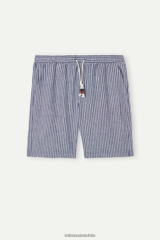 Intimissimi pantalones cortos de lino y algodón a rayas hombres 299j-azul rayas blancas vestir L4BXFJ160