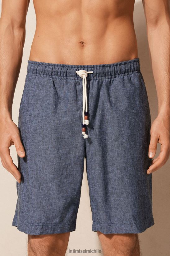 Intimissimi pantalones cortos de lino y algodón hombres 288j-azul petróleo vestir L4BXFJ171