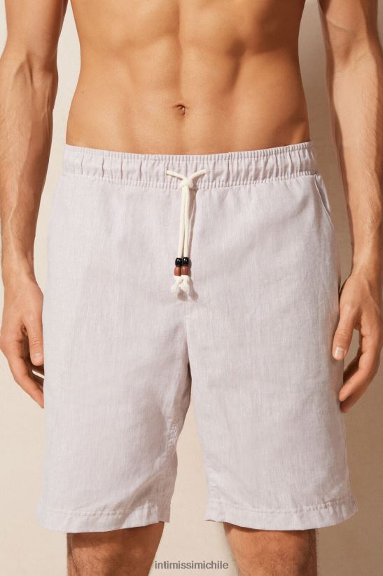 Intimissimi pantalones cortos de lino y algodón hombres 917i-lino blanco vestir L4BXFJ170