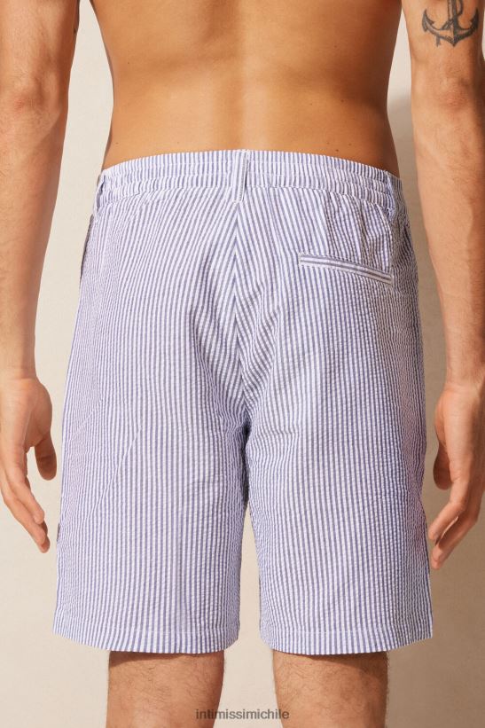 Intimissimi pantalones cortos de sirsaca hombres 304j-blanco/azul vestir L4BXFJ175