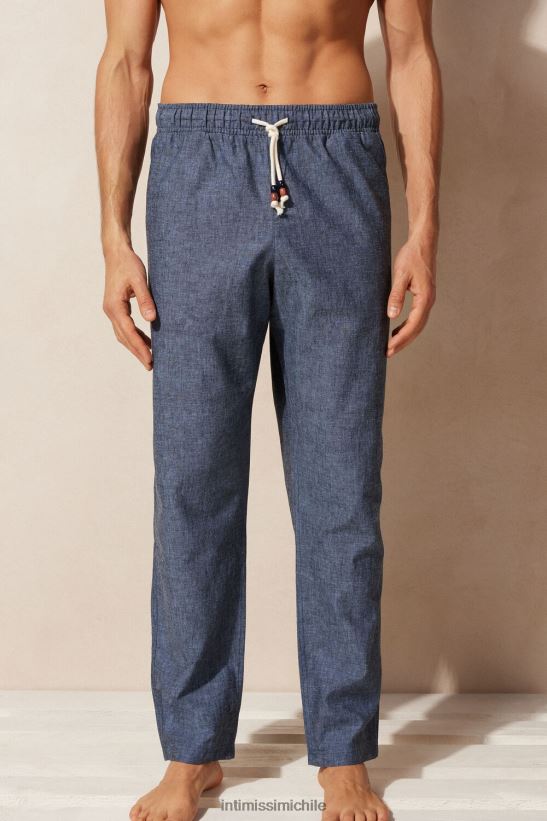 Intimissimi pantalones de lino y algodon hombres 288j-azul petróleo vestir L4BXFJ166