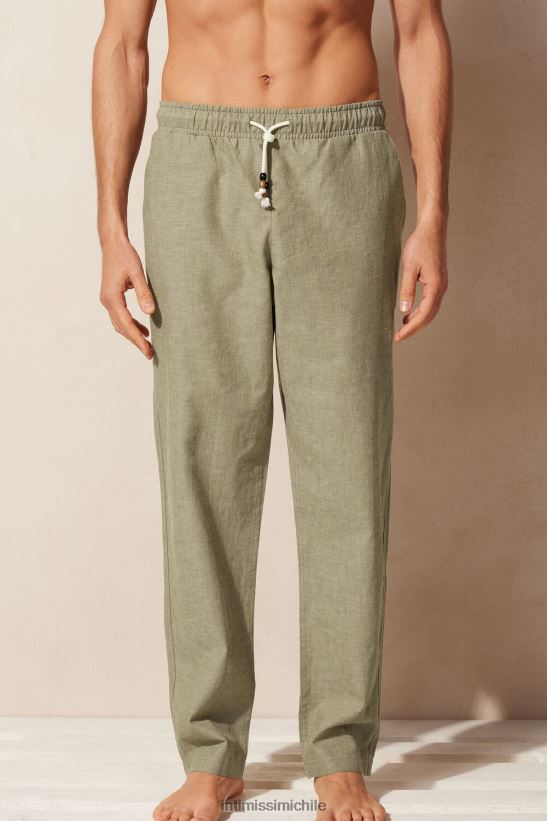 Intimissimi pantalones de lino y algodon hombres 289j-verde militar vestir L4BXFJ179