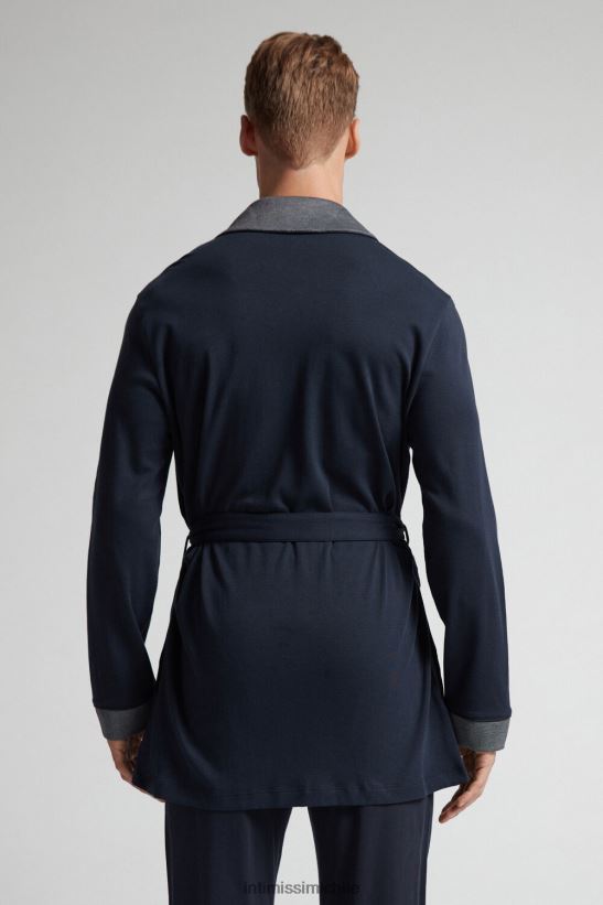 Intimissimi chaqueta de pijama de algodón interlock hombres 800-azul medianoche vestir L4BXFJ305