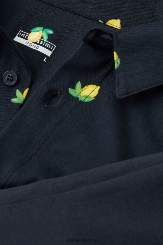 Intimissimi pijama corto de algodón con botones y estampado de limones hombres 307j-limón-impresión azul medianoche vestir L4BXFJ298