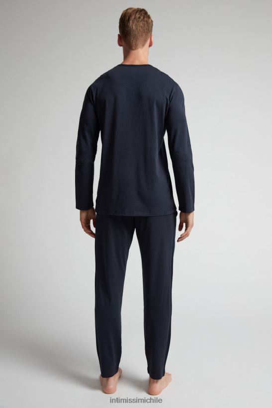 Intimissimi pijama largo basico algodon supima hombres 800-azul medianoche vestir L4BXFJ314