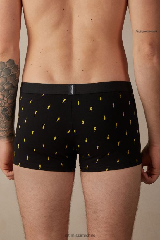 Intimissimi Boxers tipo rayo de algodón supima elástico hombres 197j-rayo-impresión negro ropa interior L4BXFJ34