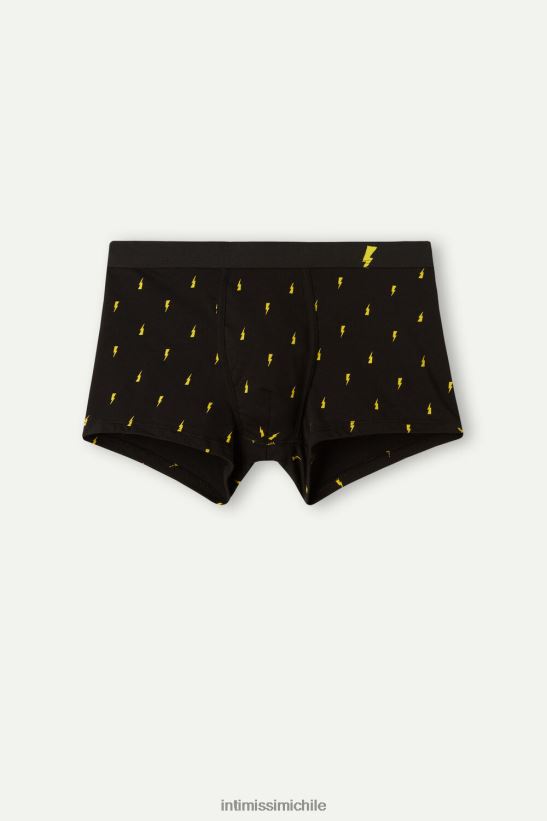 Intimissimi Boxers tipo rayo de algodón supima elástico hombres 197j-rayo-impresión negro ropa interior L4BXFJ34