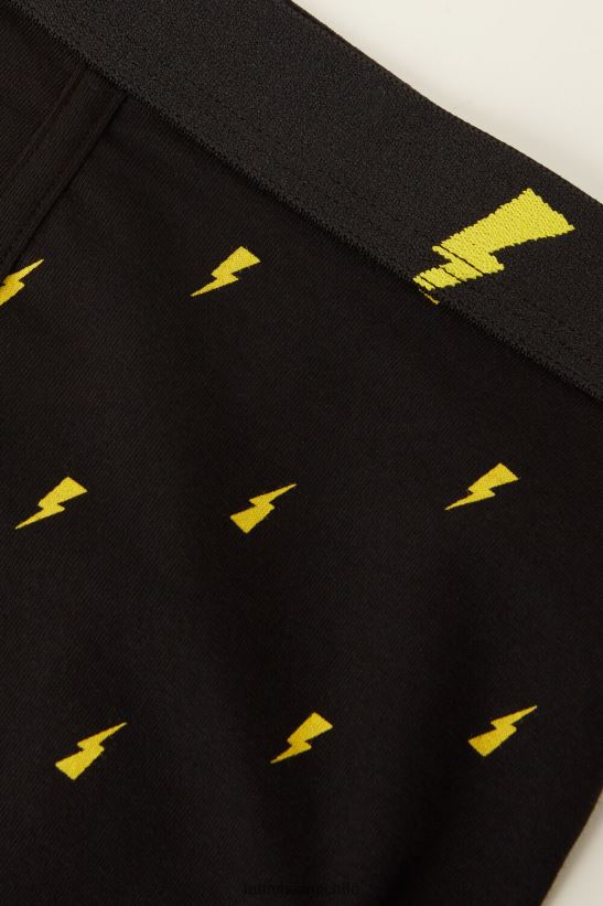 Intimissimi Boxers tipo rayo de algodón supima elástico hombres 197j-rayo-impresión negro ropa interior L4BXFJ34