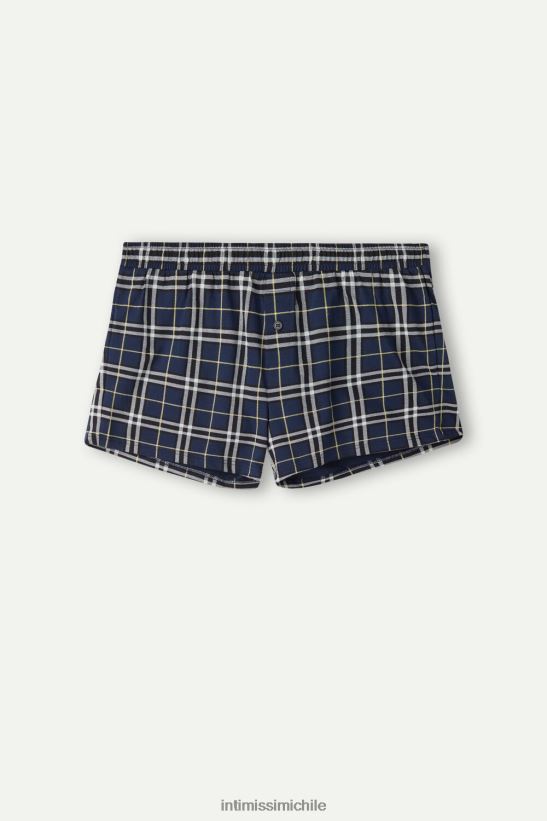 Intimissimi boxers holgados de punto de algodón a cuadros hombres 171j-estampado tartán azul/amarillo ropa interior L4BXFJ43