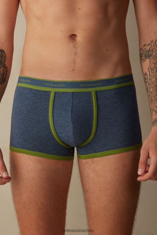 Intimissimi calzoncillos tipo bóxer de algodón supima elástico con detalle de logo hombres 129j-denim azul jaspeado/verde ropa interior L4BXFJ58