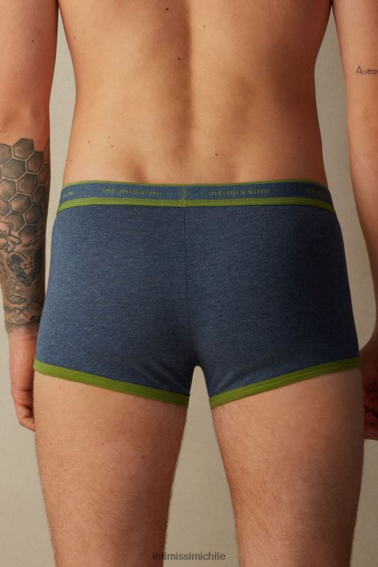 Intimissimi calzoncillos tipo bóxer de algodón supima elástico con detalle de logo hombres 129j-denim azul jaspeado/verde ropa interior L4BXFJ58