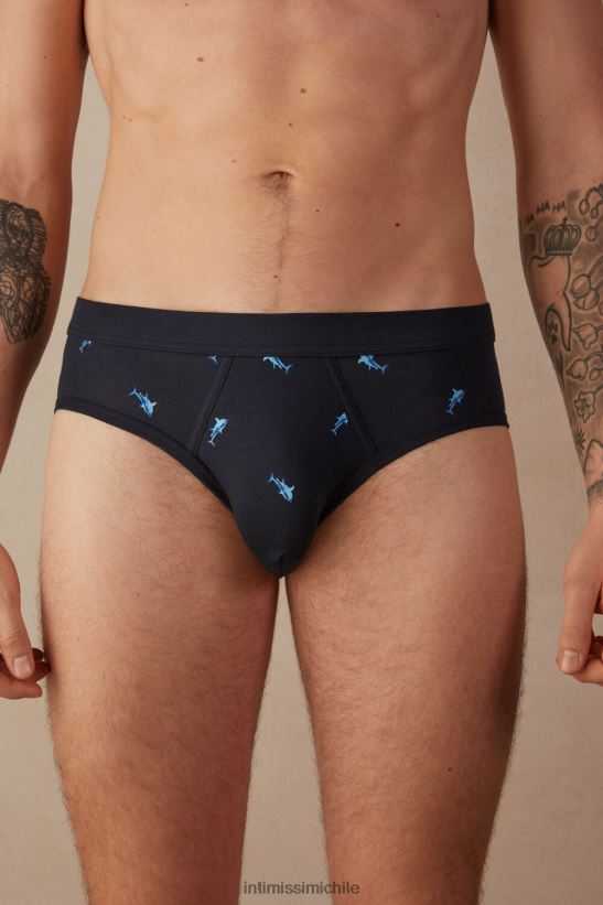 Intimissimi braguita algodón supima natural fresco estampado tiburones hombres 315j-estampado de tiburones azul medianoche ropa interior L4BXFJ29