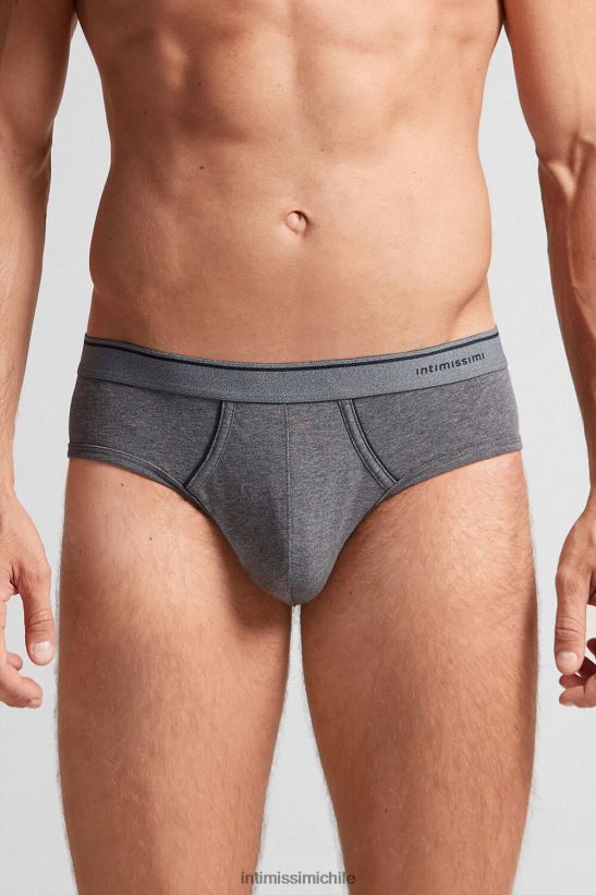 Intimissimi braguita de algodón supima con elástico visible hombres 080i-gris carbón melange/azul ropa interior L4BXFJ120