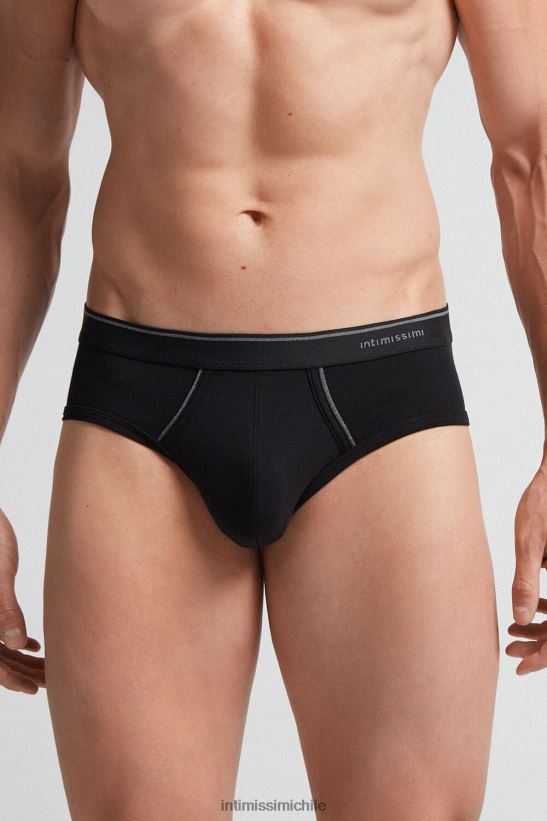 Intimissimi braguita de algodón supima con elástico visible hombres 7007-negro/gris carbón melange ropa interior L4BXFJ121