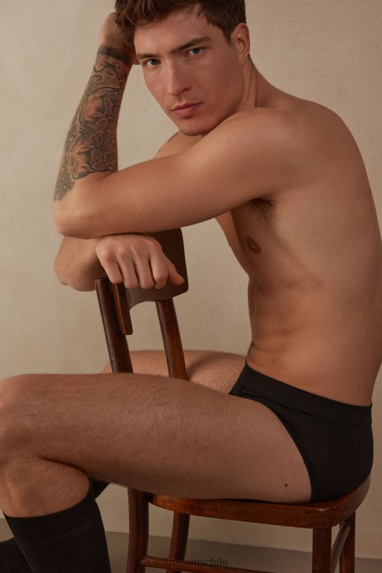 Intimissimi braguita de algodón supima fresco natural hombres 019-negro ropa interior L4BXFJ33