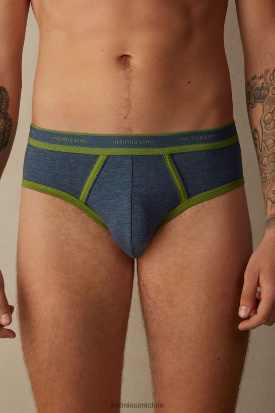 Intimissimi calzoncillos de algodón supima elástico con detalle de logo hombres 129j-denim azul jaspeado/verde ropa interior L4BXFJ59
