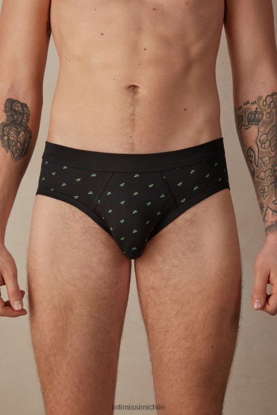 Intimissimi calzoncillos planos de papel de algodón supima elástico hombres 194j-papel plano-impresión negro ropa interior L4BXFJ35