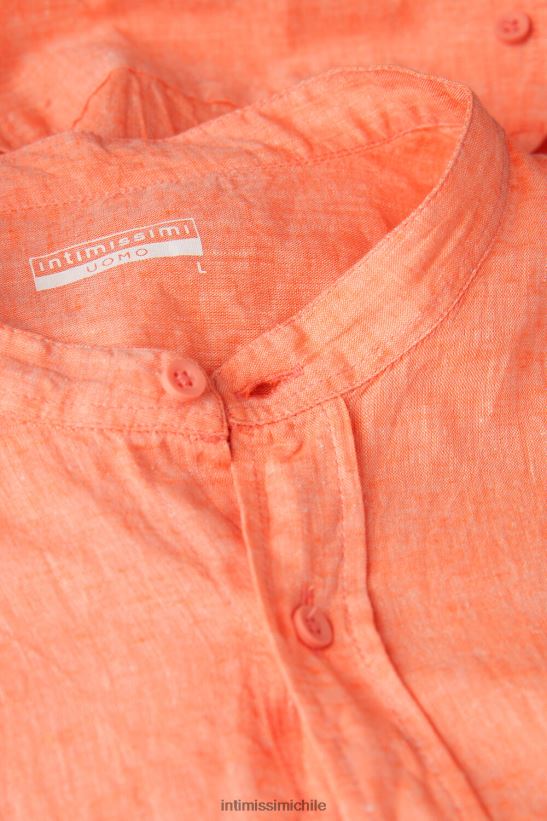Intimissimi camisa con cuello mao de lino y algodón hombres 293j-naranja vestir L4BXFJ158