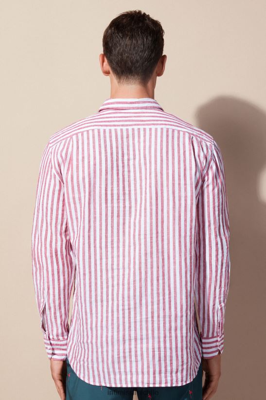 Intimissimi camisa de lino y algodón a rayas blancas/rojas hombres 291j-rayas rojas blancas vestir L4BXFJ157