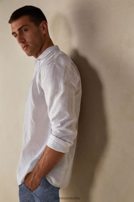 Intimissimi camisa de lino y algodón hombres 001-blanco vestir L4BXFJ210