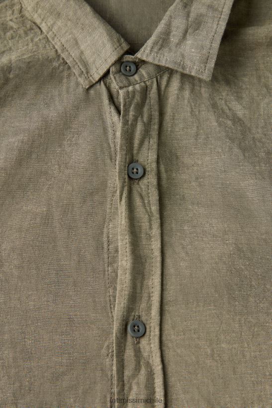 Intimissimi camisa de lino y algodón hombres 289j-verde militar vestir L4BXFJ163