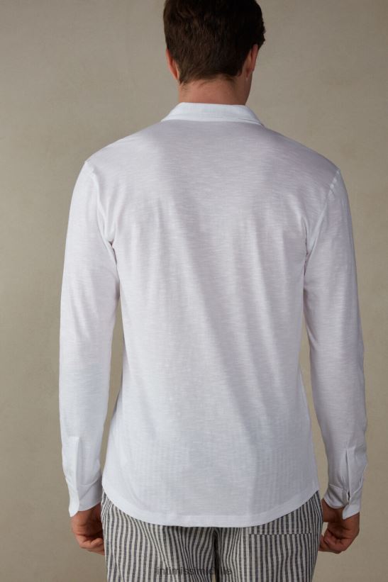 Intimissimi camisa flameada de algodón de manga larga hombres 001-blanco vestir L4BXFJ214