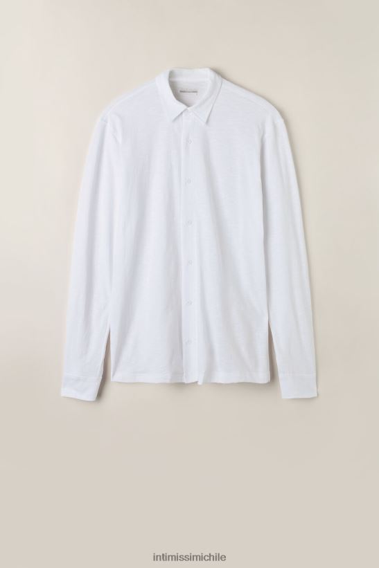 Intimissimi camisa flameada de algodón de manga larga hombres 001-blanco vestir L4BXFJ214