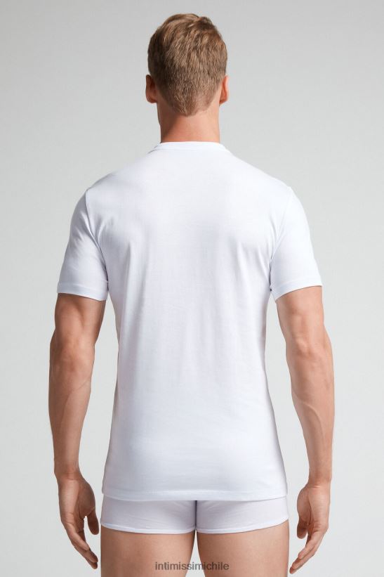 Intimissimi camisa de algodón supima de manga corta hombres 001-blanco vestir L4BXFJ234