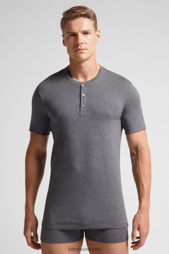 Intimissimi camisa de algodón supima de manga corta hombres 5227-gris carbón melange vestir L4BXFJ232