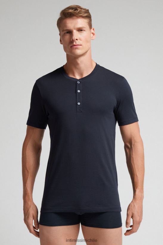 Intimissimi camisa de algodón supima de manga corta hombres 800-azul medianoche vestir L4BXFJ235