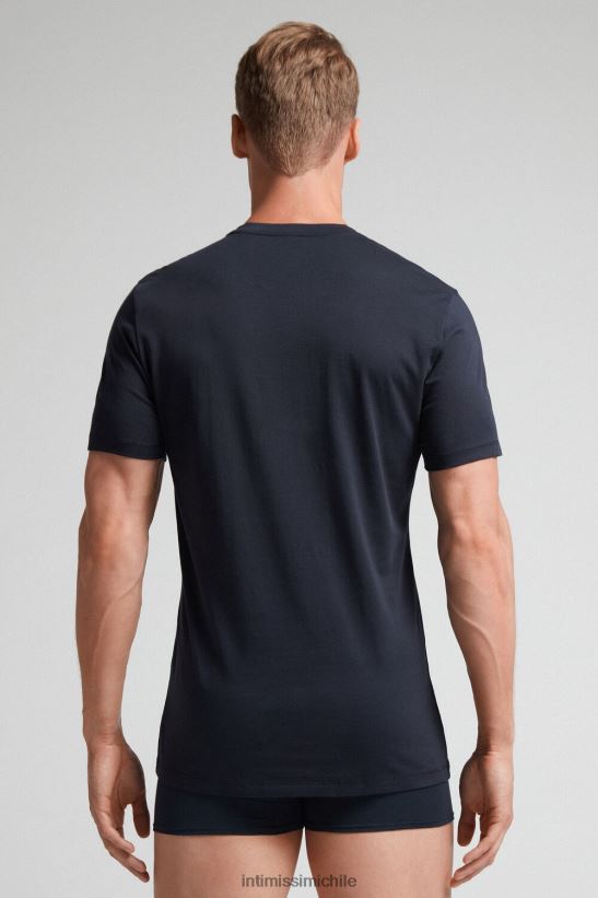 Intimissimi camisa de algodón supima de manga corta hombres 800-azul medianoche vestir L4BXFJ235