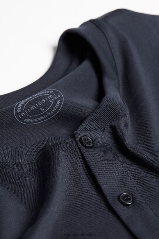Intimissimi camisa de algodón supima de manga corta hombres 800-azul medianoche vestir L4BXFJ235
