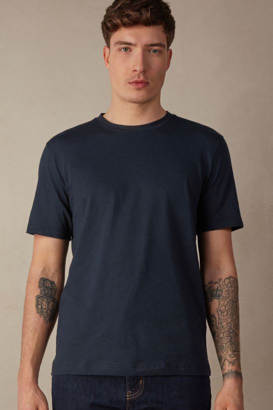 Intimissimi camiseta de algodón flameado hombres 800-azul medianoche vestir L4BXFJ192