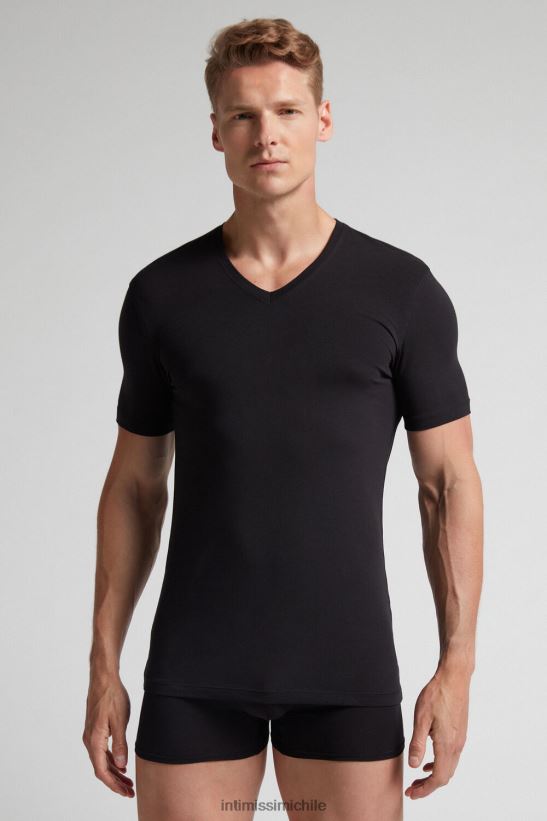 Intimissimi camiseta de algodón supima elástico con cuello en v hombres 019-negro vestir L4BXFJ280