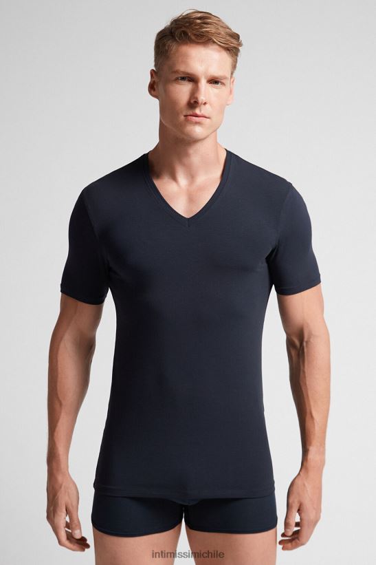 Intimissimi camiseta de algodón supima elástico con cuello en v hombres 800-azul medianoche vestir L4BXFJ282