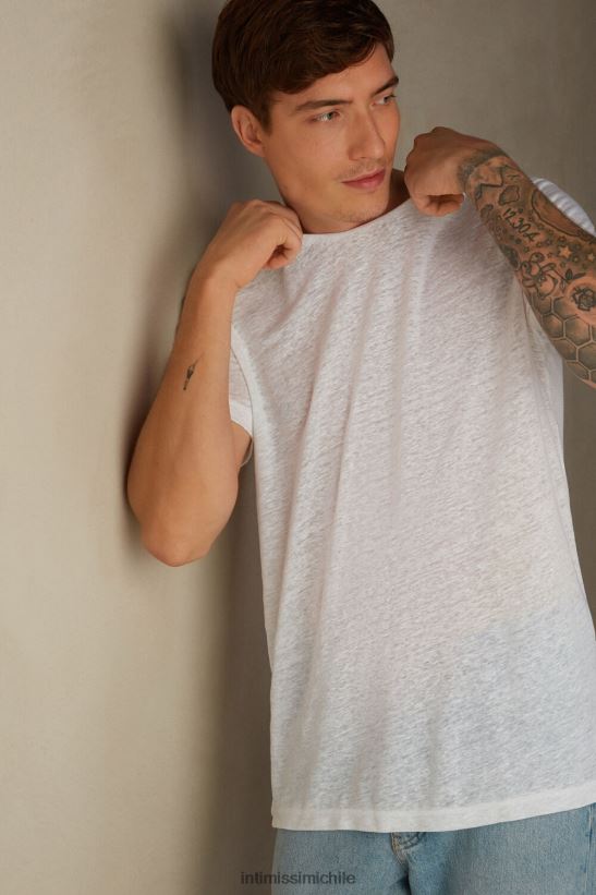 Intimissimi camiseta de lino de manga corta hombres 001-blanco vestir L4BXFJ223
