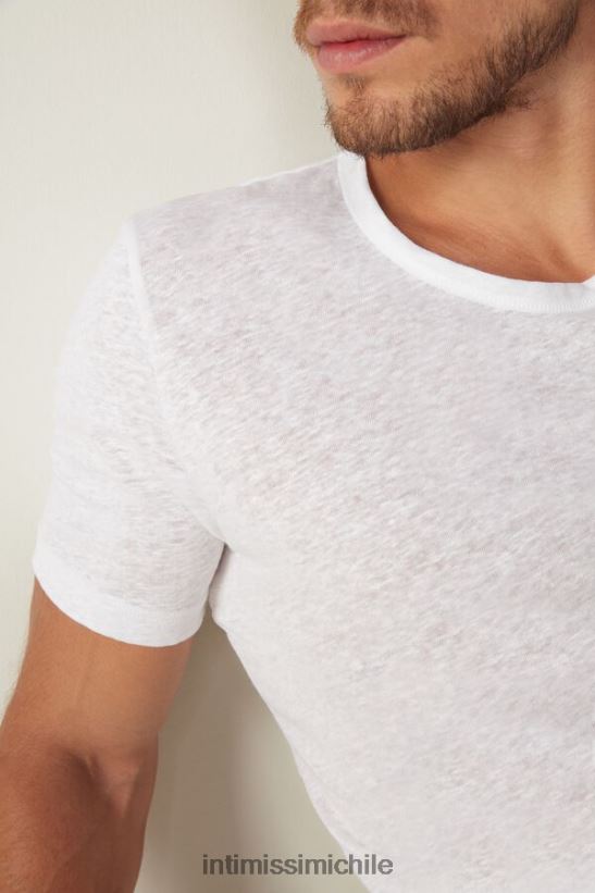 Intimissimi camiseta de lino de manga corta hombres 001-blanco vestir L4BXFJ223