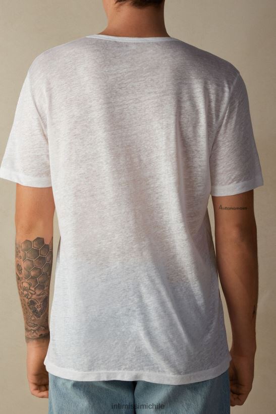 Intimissimi camiseta de lino de manga corta hombres 001-blanco vestir L4BXFJ223