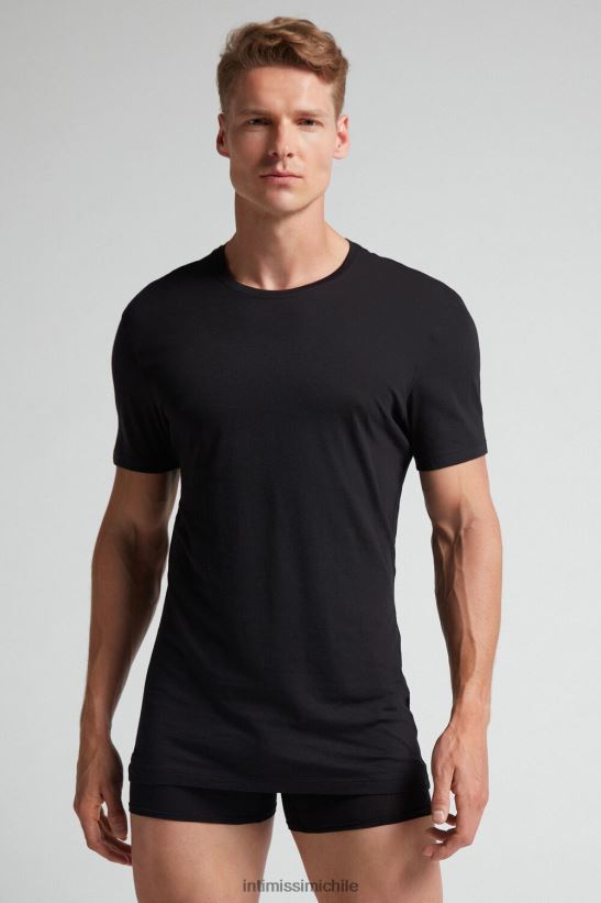 Intimissimi camiseta de manga corta y cuello redondo de algodón supima extrafino hombres 019-negro vestir L4BXFJ289