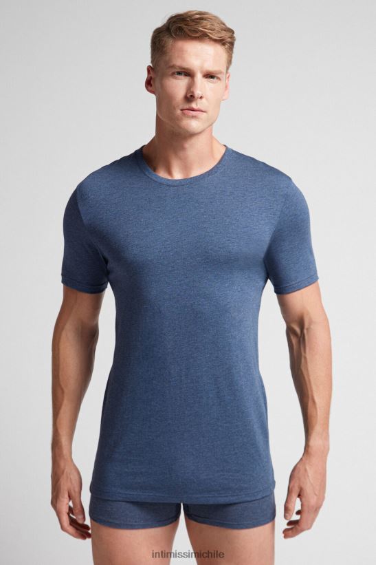 Intimissimi camiseta de manga corta y cuello redondo en algodón supima hombres 5210-mezcla azul denim vestir L4BXFJ317