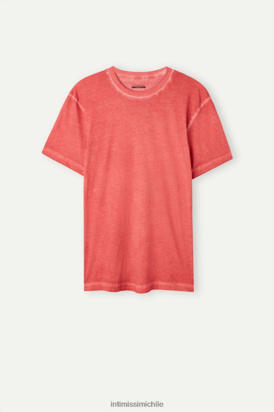 Intimissimi top de algodón lavado al aceite de manga corta hombres 318j-rojo aceite vestir L4BXFJ178