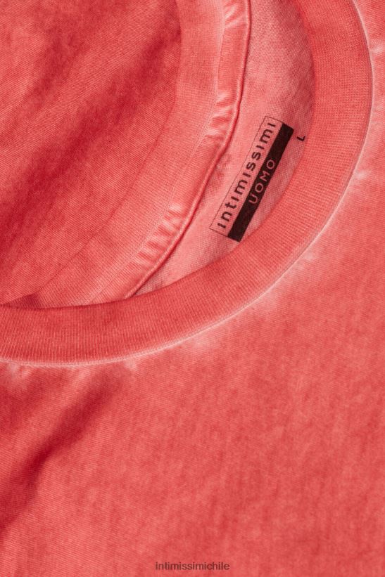Intimissimi top de algodón lavado al aceite de manga corta hombres 318j-rojo aceite vestir L4BXFJ178