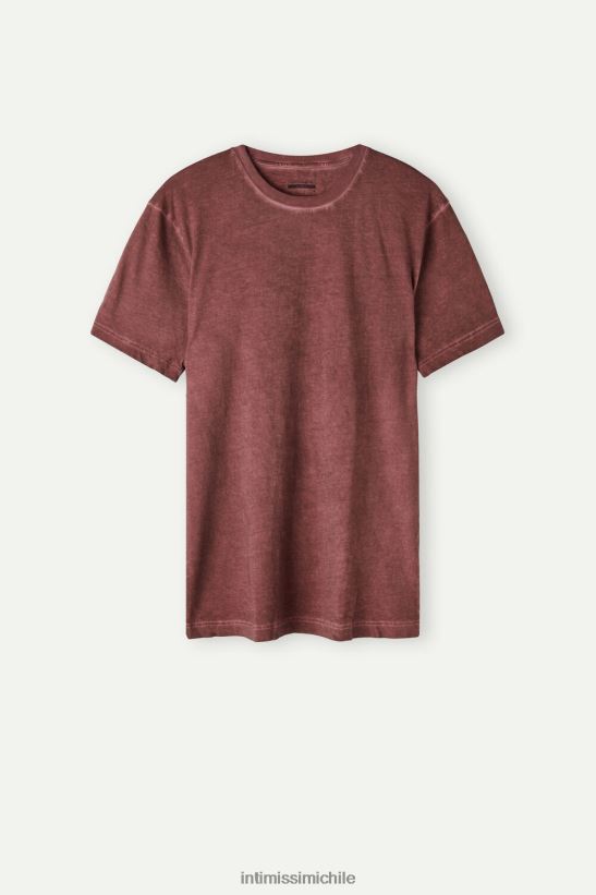 Intimissimi top de algodón lavado al aceite de manga corta hombres 4891-burdeos lavado vestir L4BXFJ207