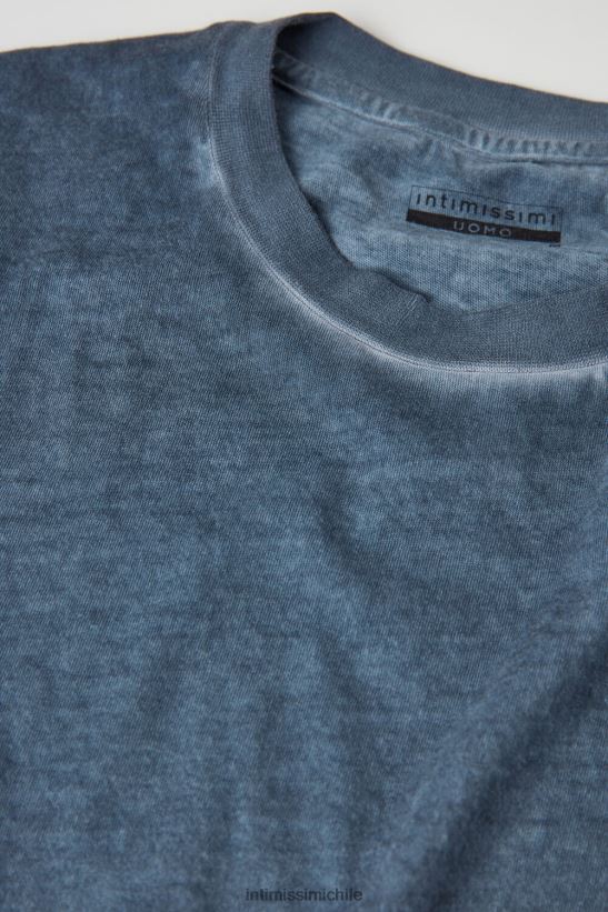 Intimissimi top de algodón lavado al aceite de manga corta hombres 857i-azul oscuro vestir L4BXFJ212