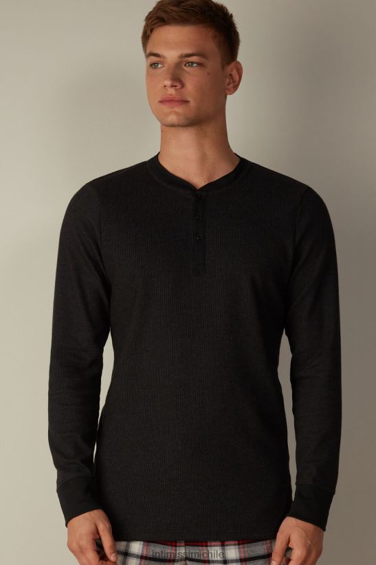 Intimissimi top cálido de algodón de manga larga hombres 019-negro vestir L4BXFJ220