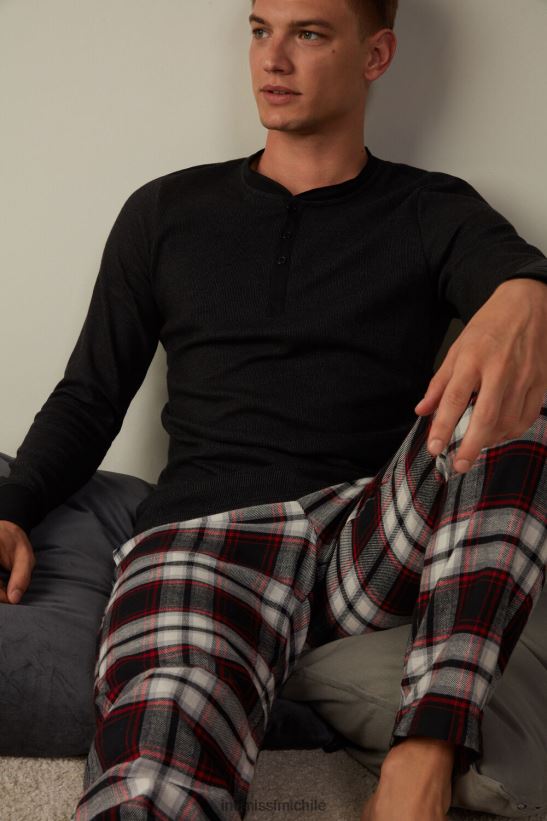 Intimissimi top cálido de algodón de manga larga hombres 019-negro vestir L4BXFJ220