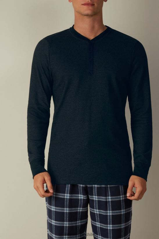 Intimissimi top cálido de algodón de manga larga hombres 800-azul medianoche vestir L4BXFJ221