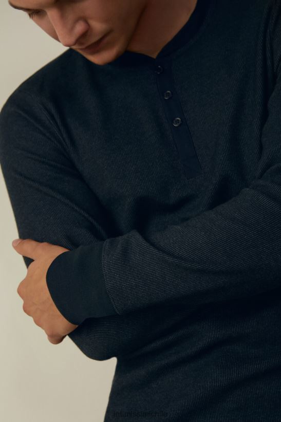 Intimissimi top cálido de algodón de manga larga hombres 800-azul medianoche vestir L4BXFJ221